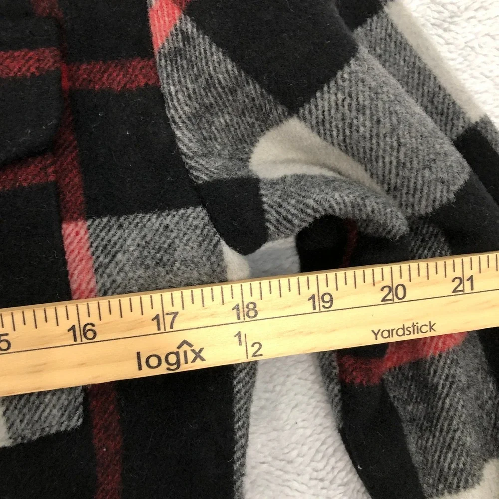 Gap Kids Plaid Wool Blend Shacket Boys Size Medium Black Red Grey Jacket Pockets